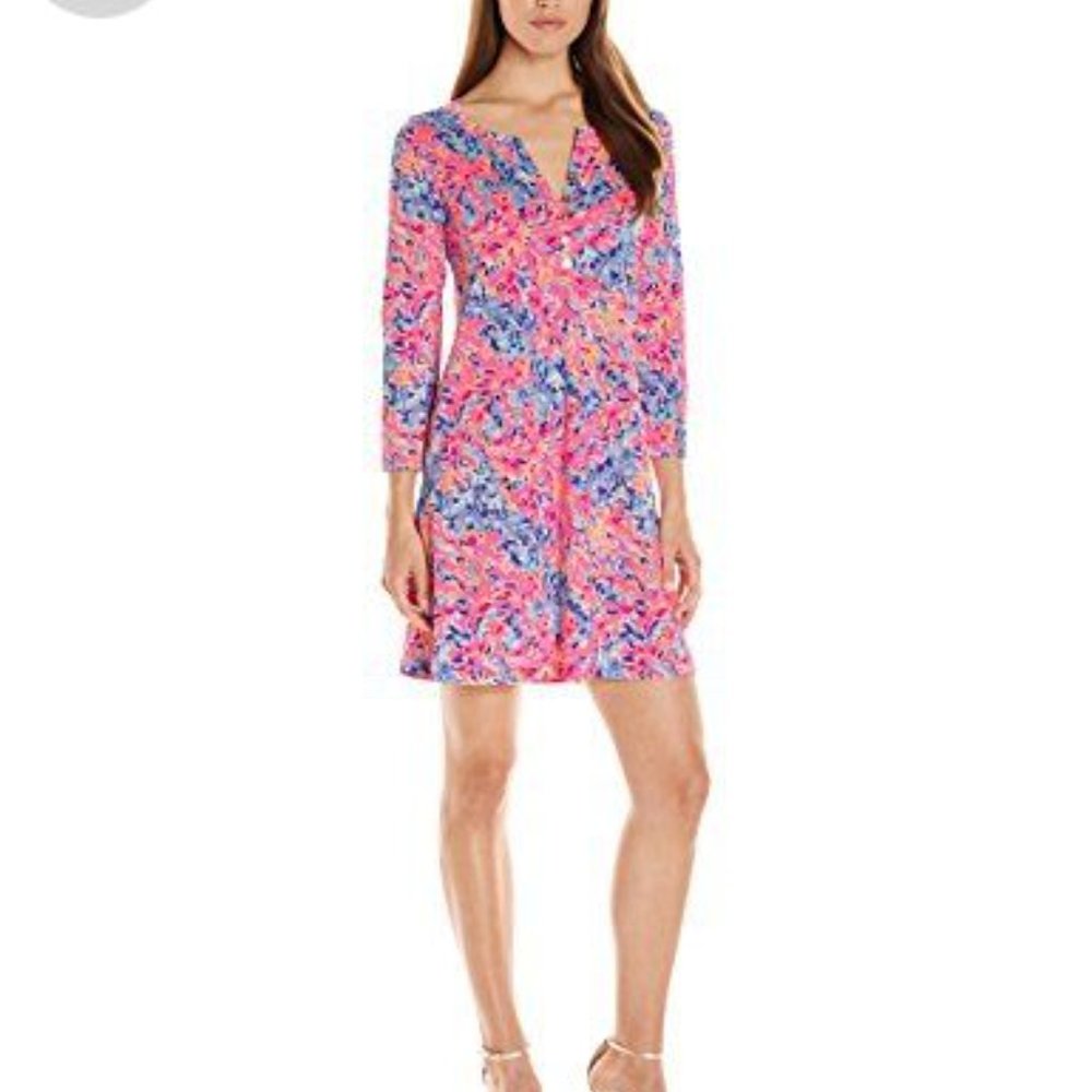 Lilly Pulitzer Womens 23913 Banyan Dress Multi Coco Coral Crab  XS